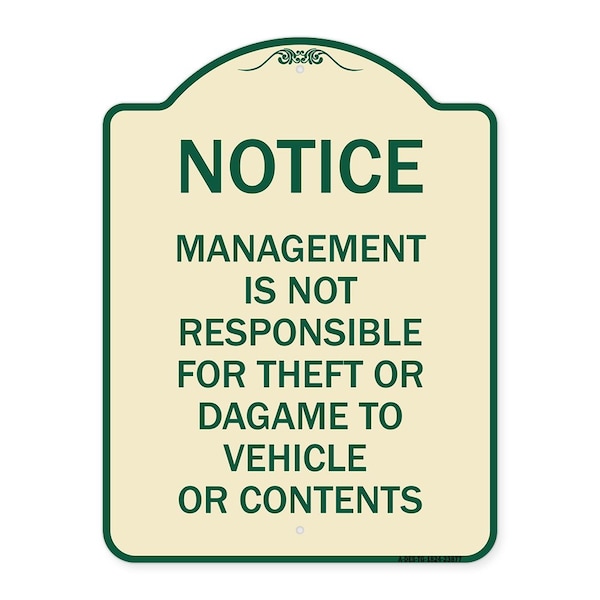 Signmission Management Is Not Responsible for Theft or Damage to Vehicles or Contents Alum, 24" H, TG-1824-23877 A-DES-TG-1824-23877 - main